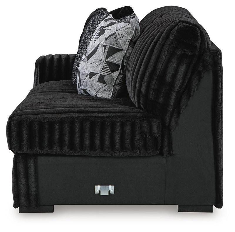 Midnight-Madness Onyx 3-Piece Sectional, Chaise and Oversized Accent Ottoman - 98103U1