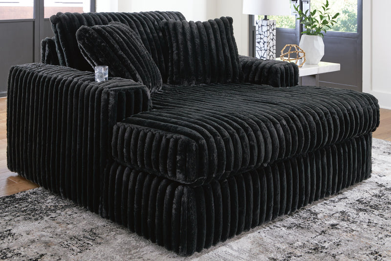 Midnight-Madness Onyx 4-Piece Sectional and Oversized Chaise - 98103U2