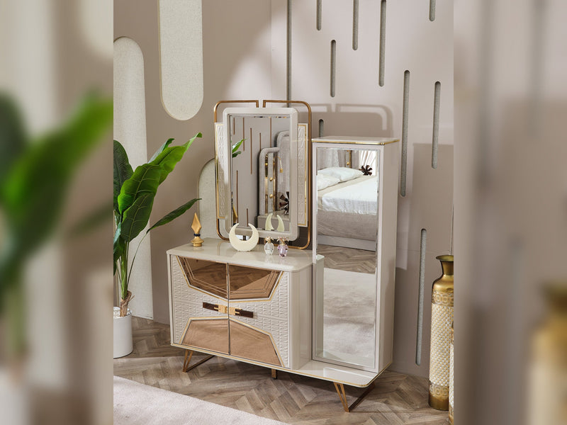 Milano Max Bedroom (Queen Frame With Headboard & Dresser With Mirror & 2 Nightstand) - 200-MAX-MIL-150-QB-SET