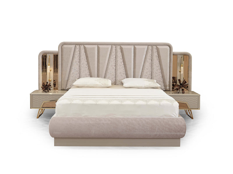 Milano Max Bedroom (Queen Frame With Headboard & Dresser With Mirror & 2 Nightstand) - 200-MAX-MIL-150-QB-SET