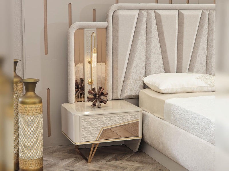 Milano Max Bedroom (Queen Frame With Headboard & Dresser With Mirror & 2 Nightstand) - 200-MAX-MIL-150-QB-SET