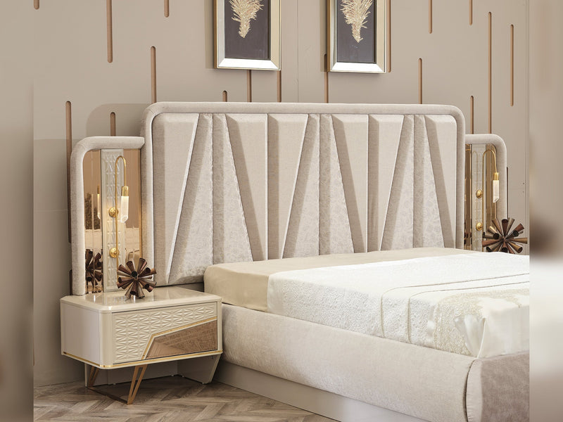 Milano Max Bedroom (Queen Frame With Headboard & Dresser With Mirror & 2 Nightstand) - 200-MAX-MIL-150-QB-SET
