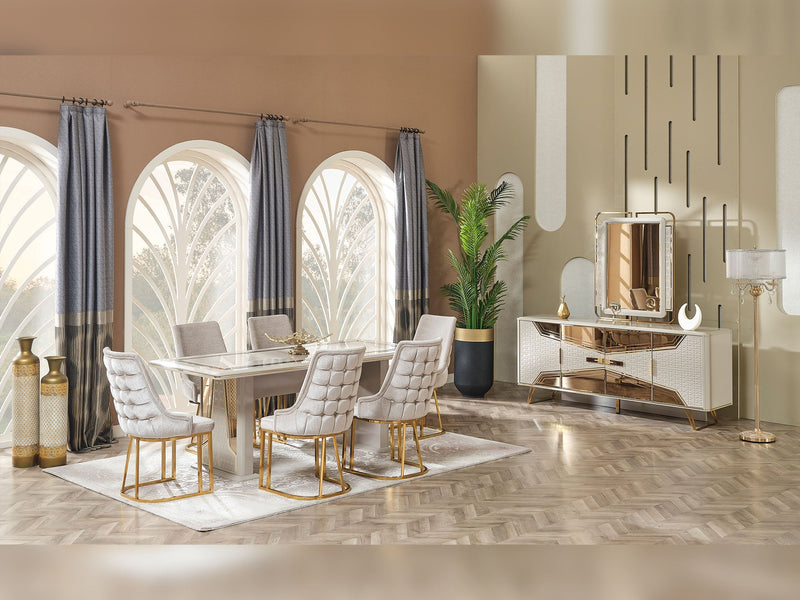 Milano Max Diningroom (Consol With Mirror & Dining Table & 6 Dining Chair) - 200-MAX-MIL-DT-6-SET