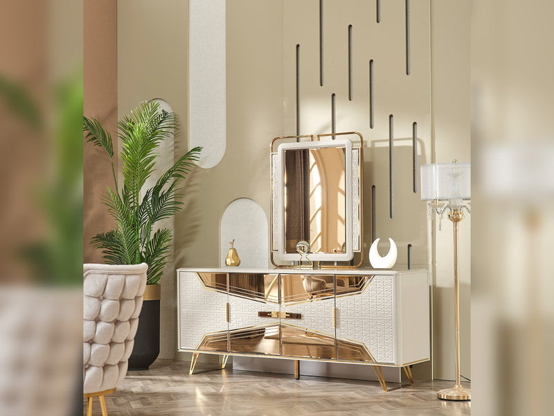 Milano Max Diningroom (Consol With Mirror & Dining Table & 6 Dining Chair) - 200-MAX-MIL-DT-6-SET