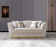 Milena Ivory Velvet Loveseat 73" - MILENAIV-L