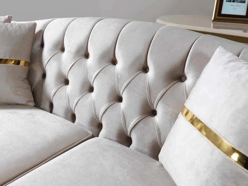 Milena Ivory Velvet Loveseat 73" - MILENAIV-L