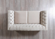 Milena Ivory Velvet Loveseat 73" - MILENAIV-L