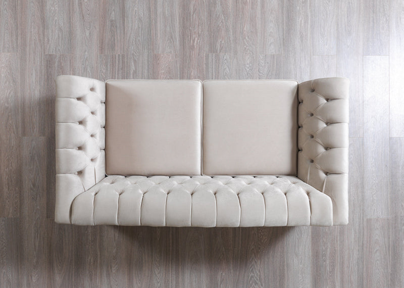 Milena Ivory Velvet Loveseat 73" - MILENAIV-L