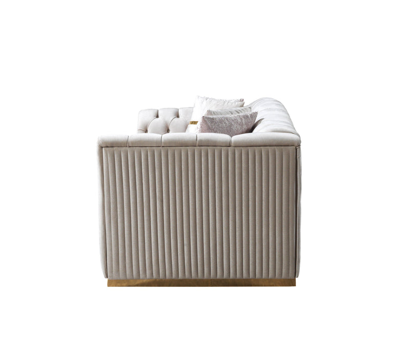 Milena Ivory Velvet Loveseat 73" - MILENAIV-L