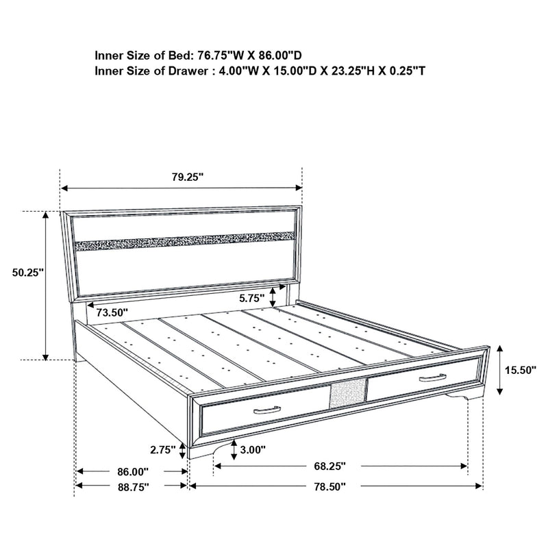 Miranda 4-piece California King Bedroom Set Black - 206361KW-S4