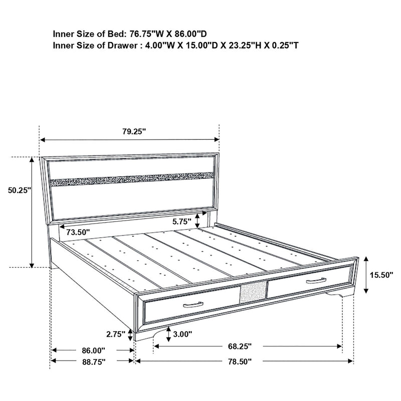 Miranda 4-piece California King Bedroom Set White - 205111KW-S4