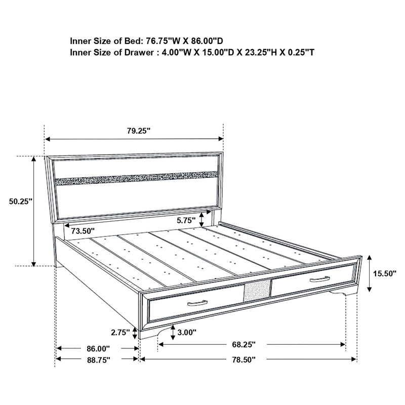 Miranda 51-inch Wood California King Storage Panel Bed Black - 206361KW