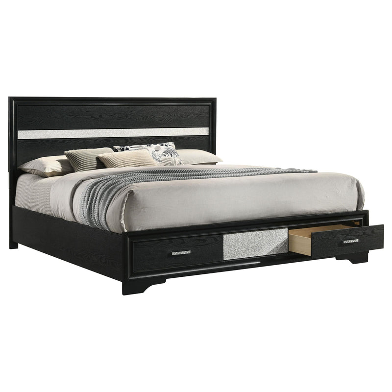 Miranda 51-inch Wood Eastern King Storage Panel Bed Black - 206361KE
