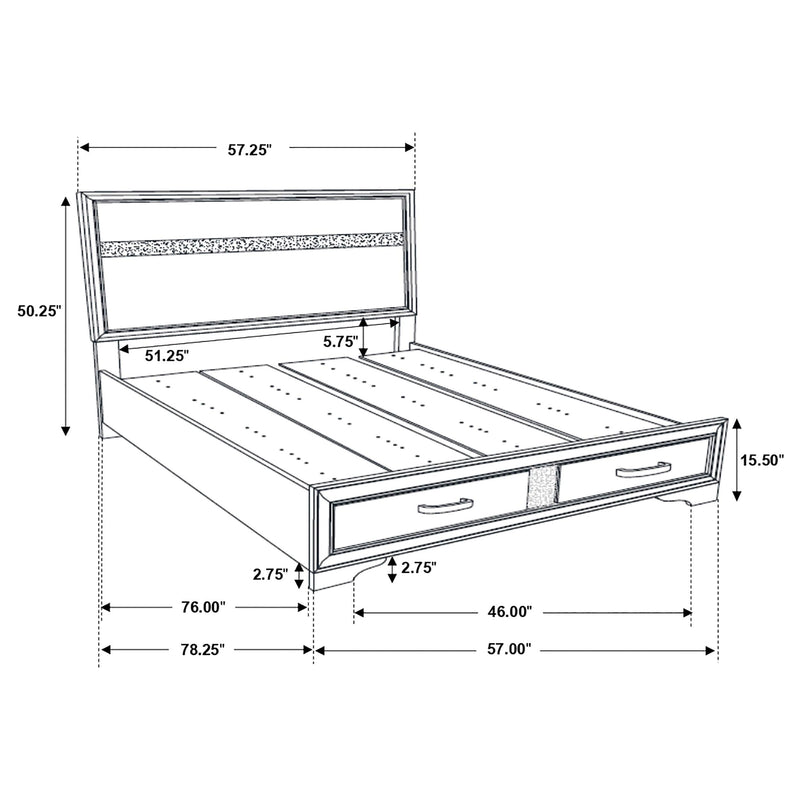 Miranda 51-inch Wood Full Storage Panel Bed Black - 206361F