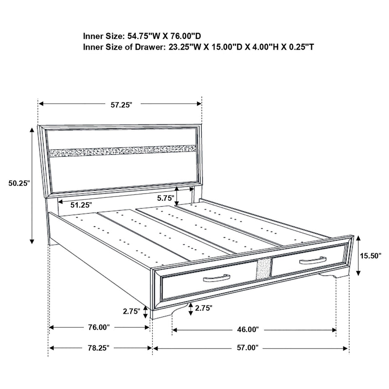 Miranda 51-inch Wood Full Storage Panel Bed White - 205111F