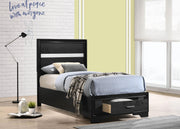 Miranda 51-inch Wood Twin Storage Panel Bed Black - 206361T