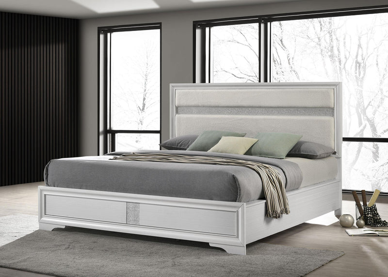 Miranda 54-inch Upholstered California King Panel Bed White - 205110KW