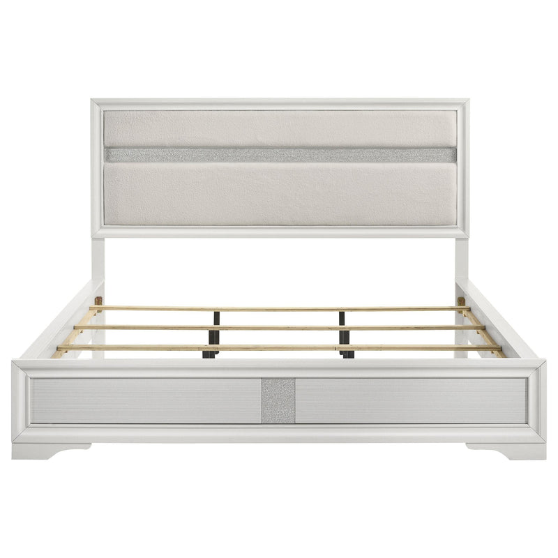 Miranda 54-inch Upholstered California King Panel Bed White - 205110KW