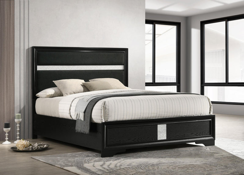 Miranda 54-inch Upholstered Eastern King Panel Bed Black - 206360KE