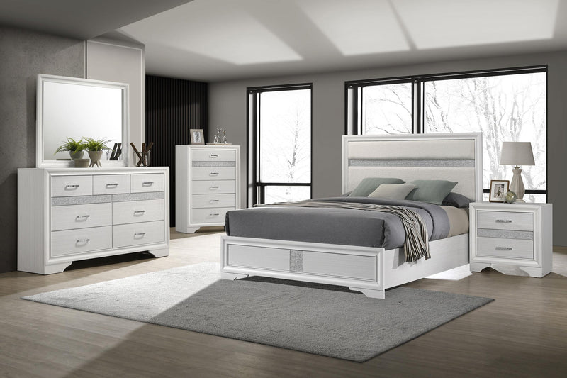 Miranda 54-inch Upholstered Eastern King Panel Bed White - 205110KE