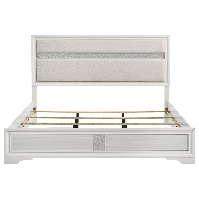 Miranda 54-inch Upholstered Eastern King Panel Bed White - 205110KE