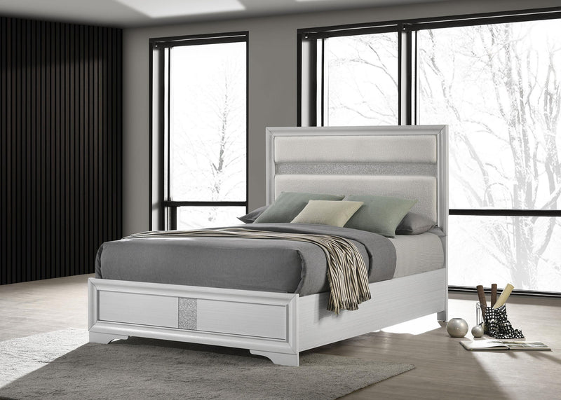 Miranda 54-inch Upholstered Full Panel Bed White - 205110F