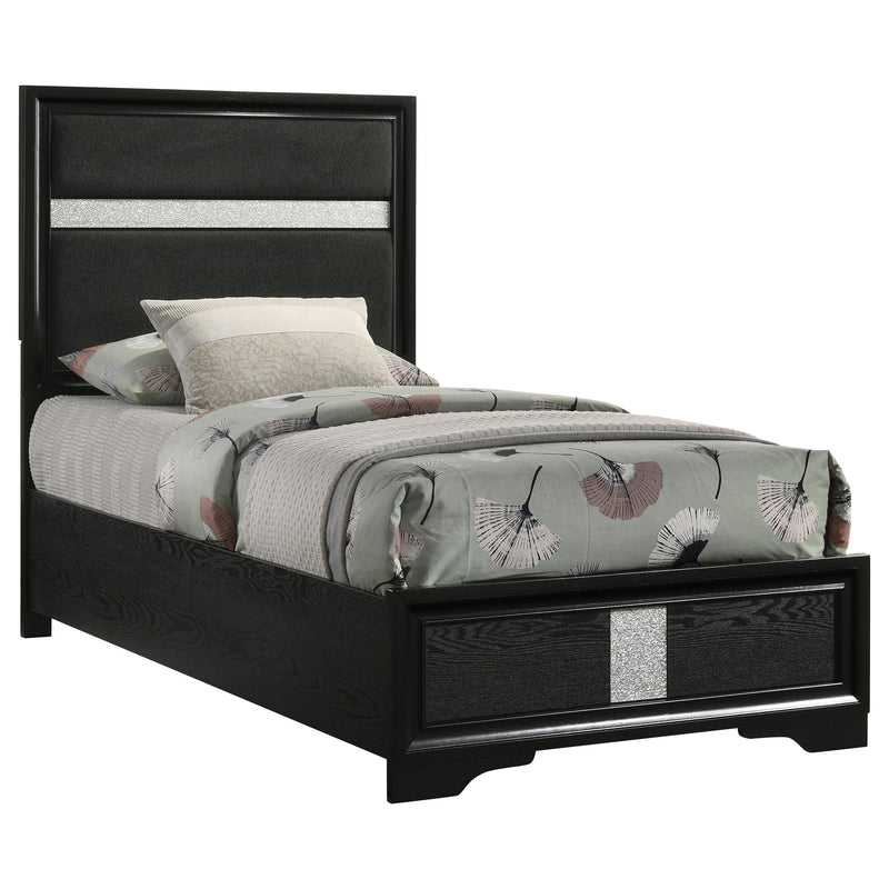 Miranda 54-inch Upholstered Twin Panel Bed Black - 206360T