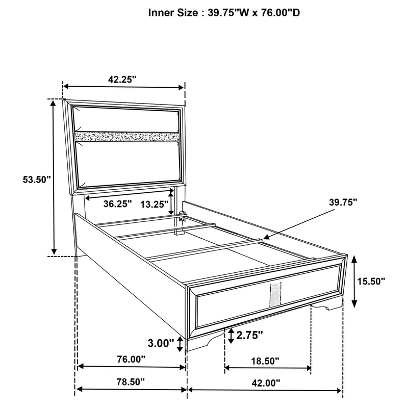 Miranda 54-inch Upholstered Twin Panel Bed White - 205110T