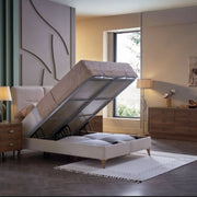 Mirante Cream Queen Lift Storage Bed from Bellona - DMV Furniture