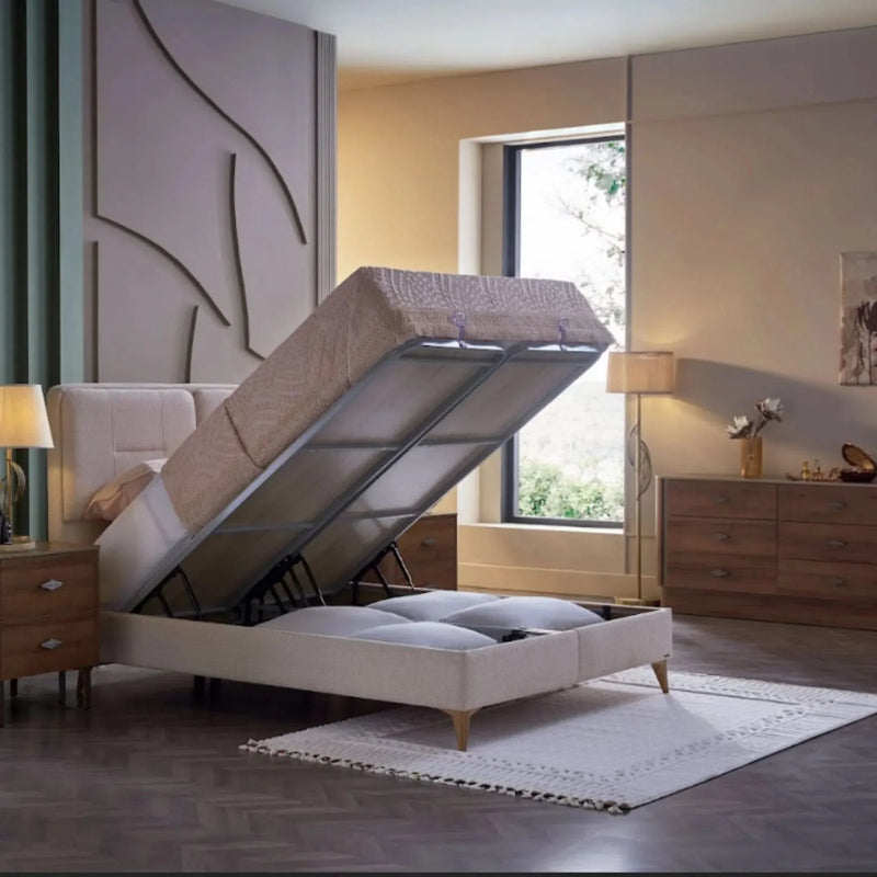 Mirante Cream/Walnut Storage Bedroom Set - DMV FurnitureBedroom Set
