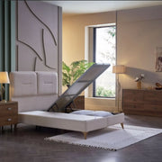 Mirante Cream Queen Lift Storage Bed from Bellona - DMV Furniture