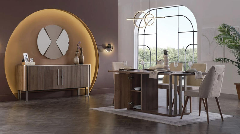 Mirante Walnut/Cream 7 - Piece Dining Room Set - DMV FurnitureDining Room Set