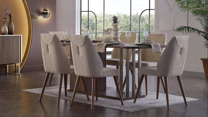 Mirante Walnut/Cream 7 - Piece Dining Room Set - DMV FurnitureDining Room Set