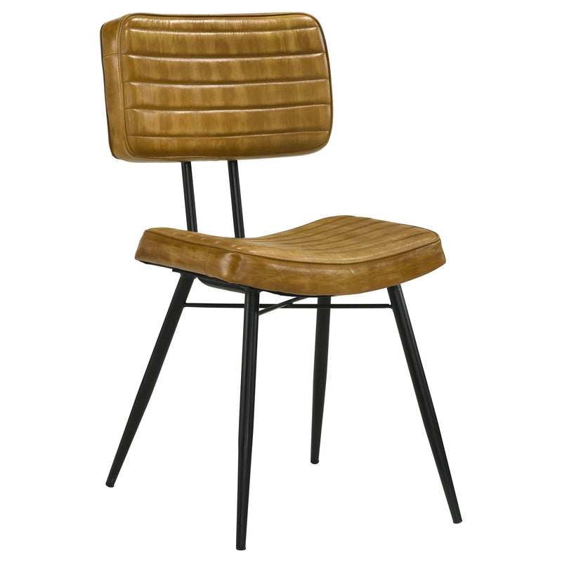 Misty Leather Upholstered Dining Side Chair Camel (Set of 2) - 110642