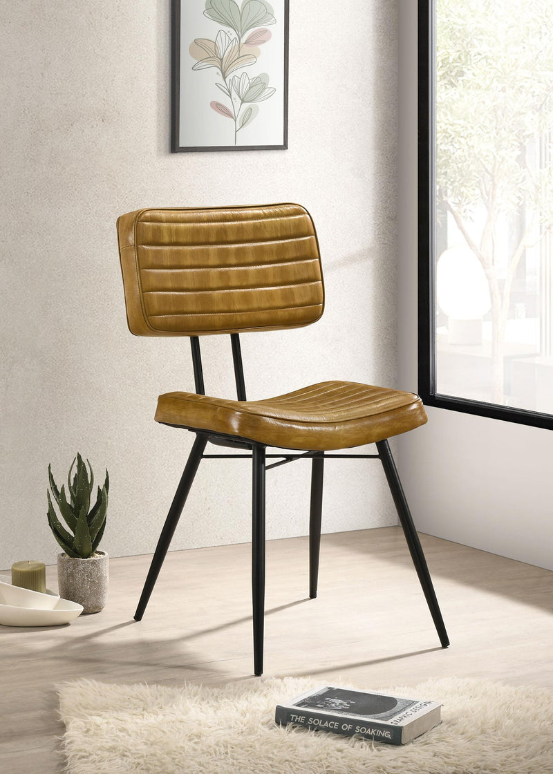 Misty Leather Upholstered Dining Side Chair Camel (Set of 2) - 110642