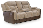 Mixed Motion Brownstone Power Reclining Loveseat with Console - PC8350418