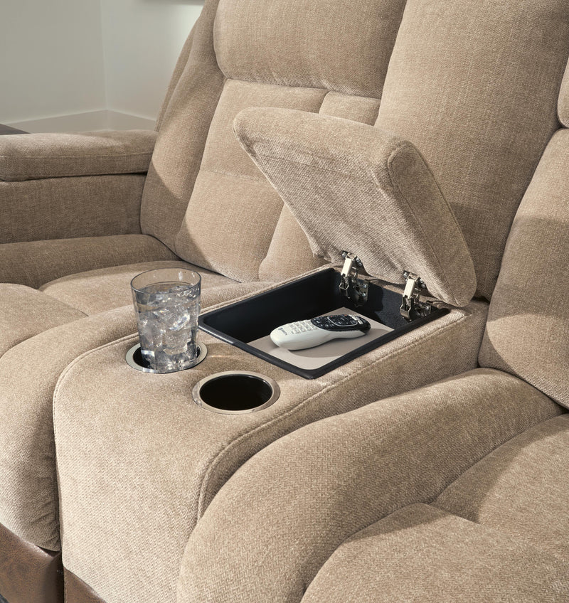 Mixed Motion Brownstone Power Reclining Loveseat with Console - PC8350418