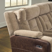 Mixed Motion Brownstone Power Reclining Loveseat with Console - PC8350418