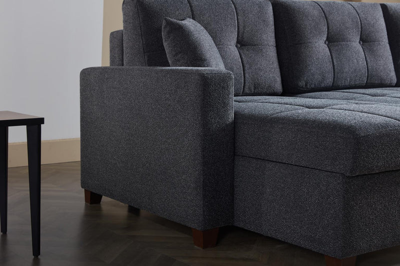 Mocca Dupont Anthracite Storage Sleeper Sofa Chaise