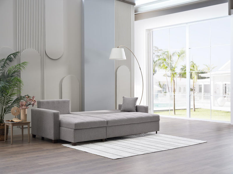 Mocca Dupont Gray Storage Sleeper Sofa Chaise