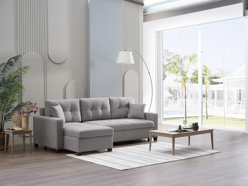 Mocca Dupont Gray Storage Sleeper Sofa Chaise