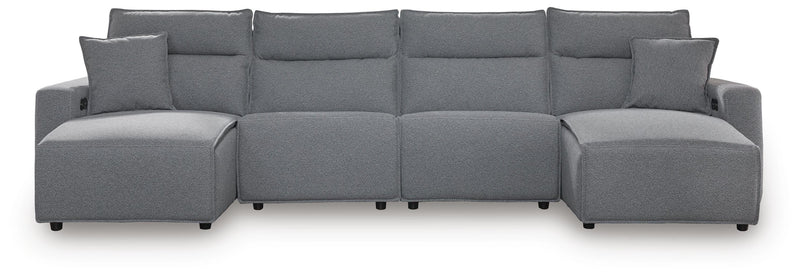 Modmax II Salt and Pepper 4-Piece Power Reclining Sectional with Chaise - 65906S11