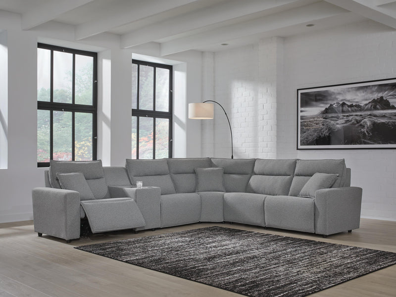 Modmax II Salt and Pepper 6-Piece Reclining Sectional with Console - 65906S36