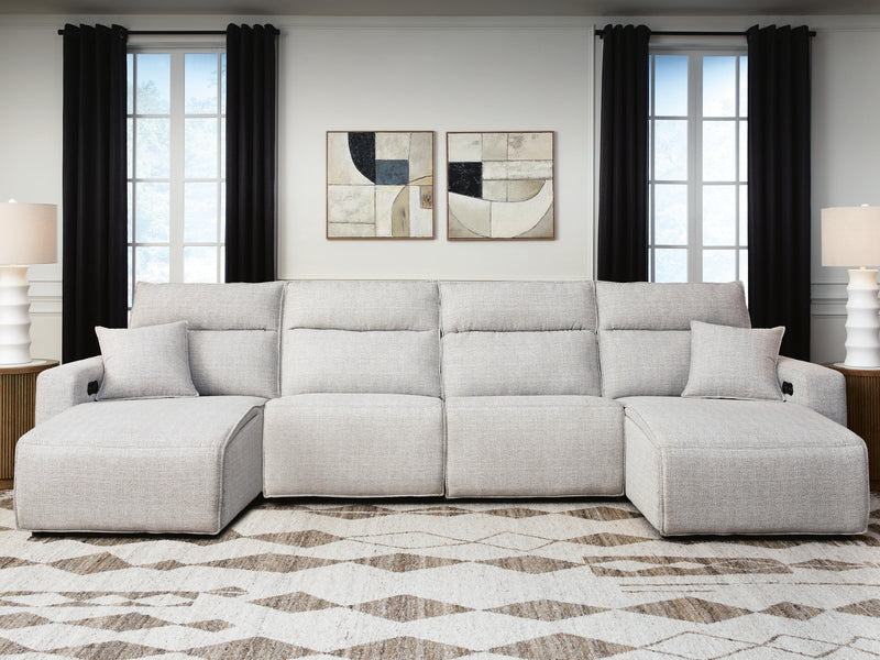 Modmax II Stone 4-Piece Power Reclining Sectional with Chaise - 65907S11