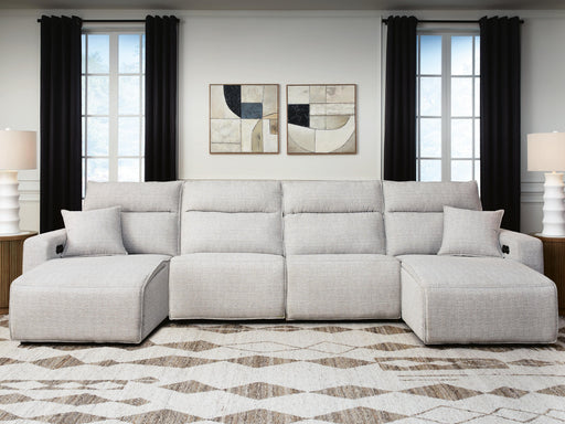 Modmax II Stone 4-Piece Power Reclining Sectional with Chaise - 65907S11