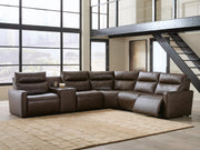 ModZ Chocolate 6-Piece Power Reclining Sectional with Audio Console - U14000S9