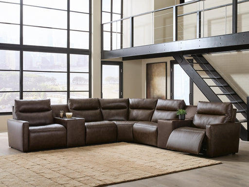 ModZ Chocolate 7-Piece Power Reclining Sectional with Audio Consoles - U14000S8