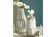 Mohsen Gold Finish/White Vase (Set of 2) - DMV FurnitureVase