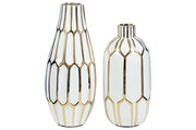 Mohsen Gold Finish/White Vase (Set of 2) - DMV FurnitureVase