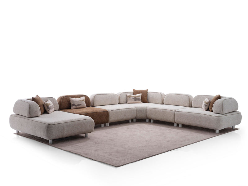 Mokka Sectional Sofa in Cream - 200-ELI-MOK-KRL 104-S